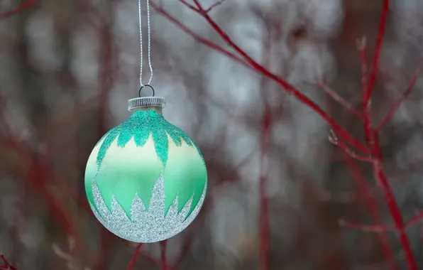 New year, Christmas, branch, ball, decoration