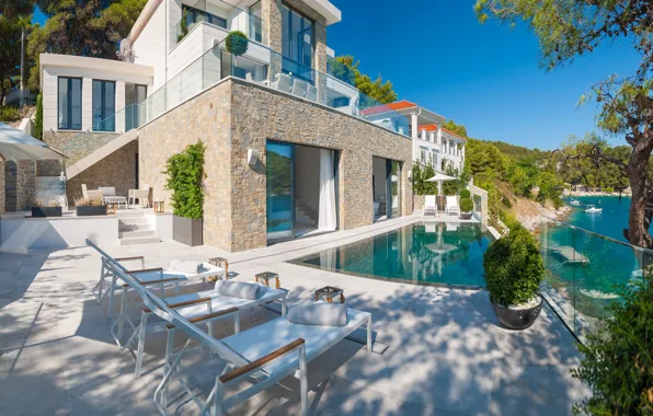 Sea, Villa, pool, terrace, Croatia, the island of brac, Villa Ivy, Luxury villa Brač