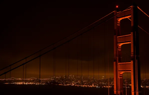 Picture night, city, view, America, bridges, places