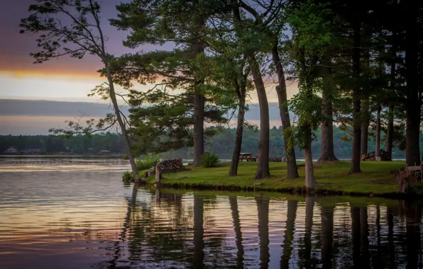 Trees, lake, Wisconsin, Wisconsin, Lake Delton, lake Delton