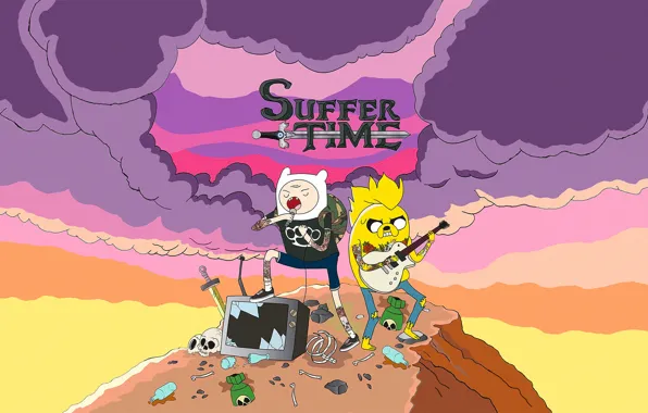 Picture Punk, Rock, Jake, Adventure Time, Finn, Suffer Time, Pop-Punk