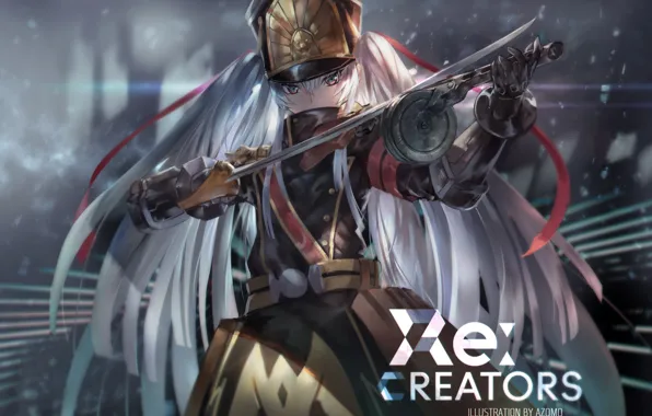 Picture Re:Creators, girl, form, art, chiwa, anime, weapons, Gunpuku no Himegimi