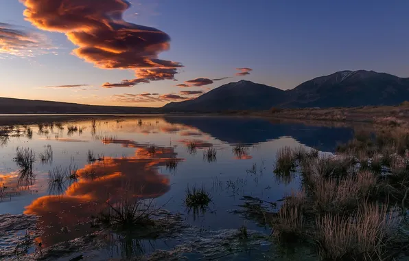 Picture the sky, sunset, lake