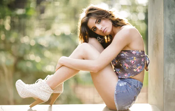 Girl, shorts, shoes, curls