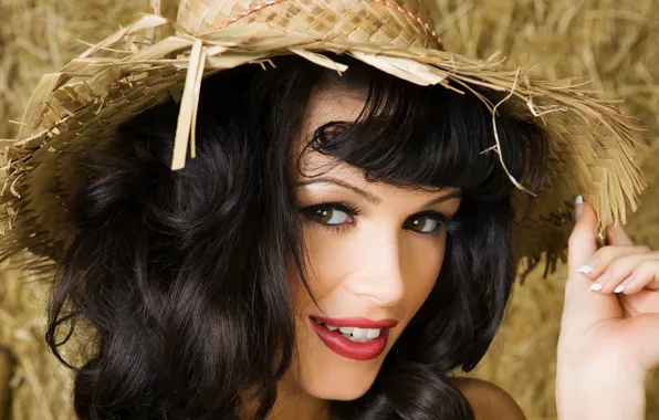 Face, model, hat, brunette, Gemma Massey