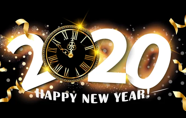 Picture arrows, New year, dial, the dark background, 2020