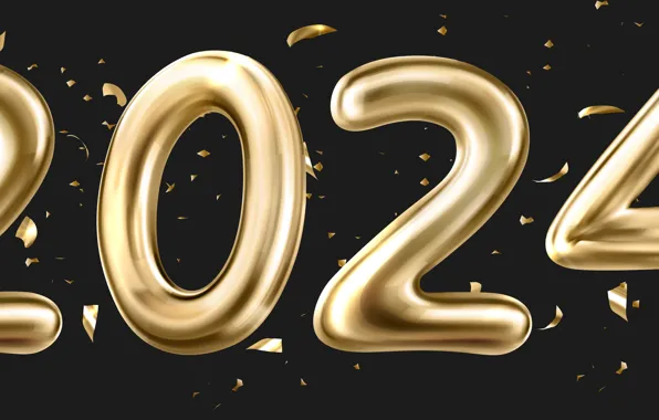 Figures, New year, date, composition, 2024, New Year 2024