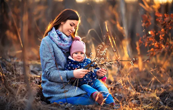 Branches, nature, woman, mom, child, Verba, mother