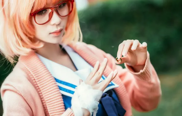 Picture girl, face, hair, color, hand, glasses, fingers, Asian