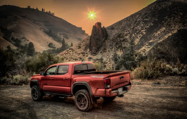 Road, mountains, Toyota Tacoma