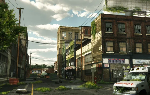 The city, building, street, desolation, The last of us