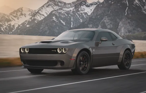 Mountains, Machine, Grey, Dodge, Challenger, Car, Render, Rendering