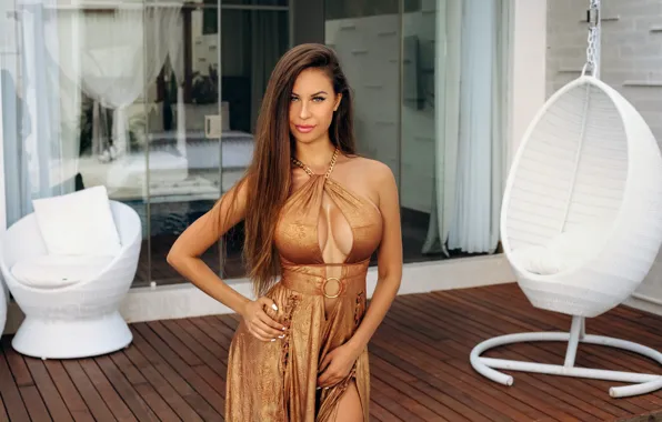 Chest, girl, pose, Alexander Semania