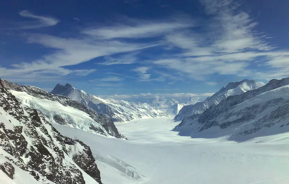 Picture snow, mountains, rocks, tops