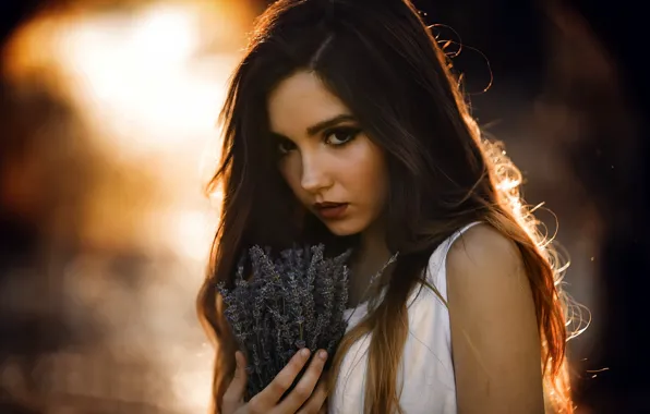 Picture girl, flowers, portrait
