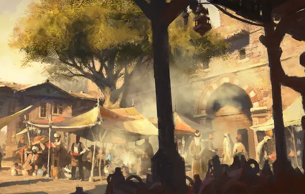 Tree, the building, market, Bazaar, Assassin’s Creed: Revelations, Istambul
