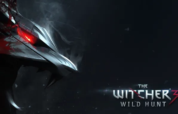 Picture the inscription, anger, blood, fangs, Wolf, red eyes, black background, The Witcher 3: Wild Hunt