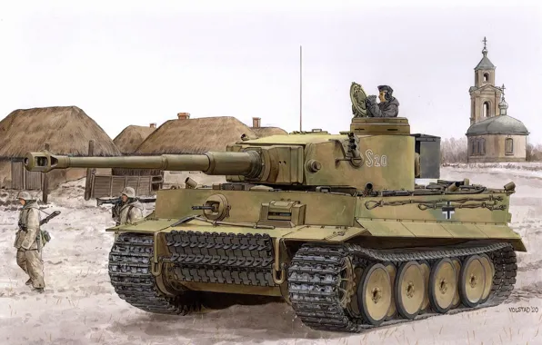 Picture tiger, Church, tank, tankers, Heavy Tank, Panzerwaffe, Pz.VI, Pz.Kpfw.VI Ausf.E Tiger