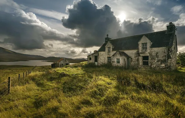 Clouds, house, morning