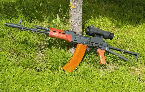 Picture grass, machine, Kalashnikov, sight, The AKS-74