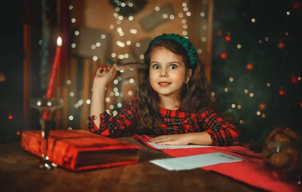 Look, letter, joy, face, paper, table, pen, child