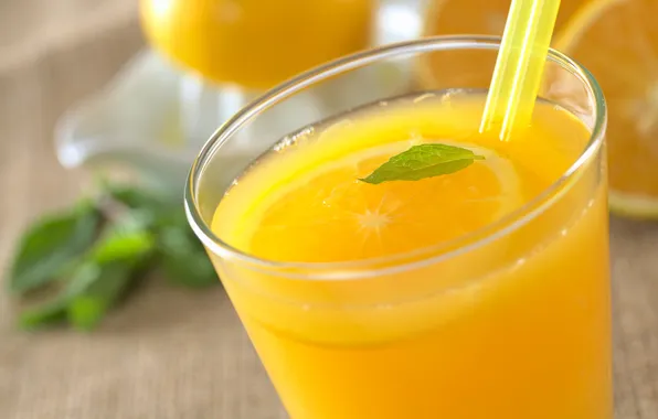 Orange, tube, mint, orange juice