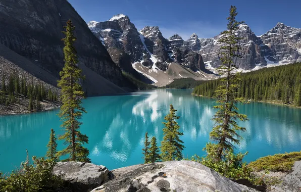 Snow, mountains, nature, lake, Canada