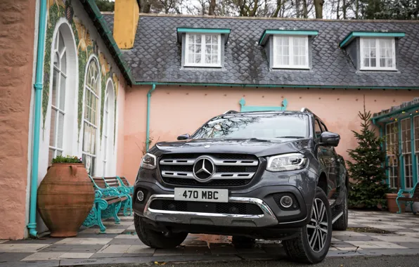 Mercedes-Benz, pickup, 2017, the house, X-Class, dark gray, UK-version