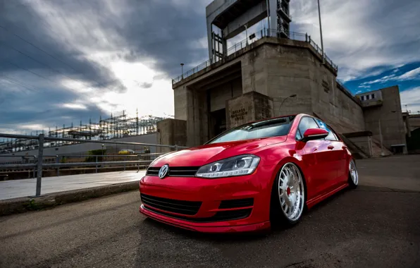 Picture Volkswagen, Red, golf, Wheels, Avant-Garde, mk7