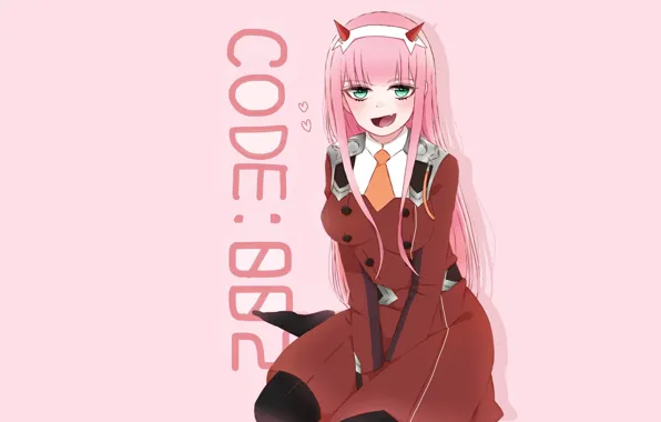 Girl, pink background, 002, Darling In The Frankxx, Cute in France, Zero Two