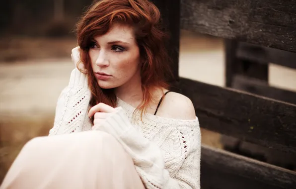 Picture GIRL, LOOK, REDHEAD, SWEATER, SITTING, DANIELLE