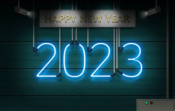 Neon, happy new year, neon sign, new year 2023