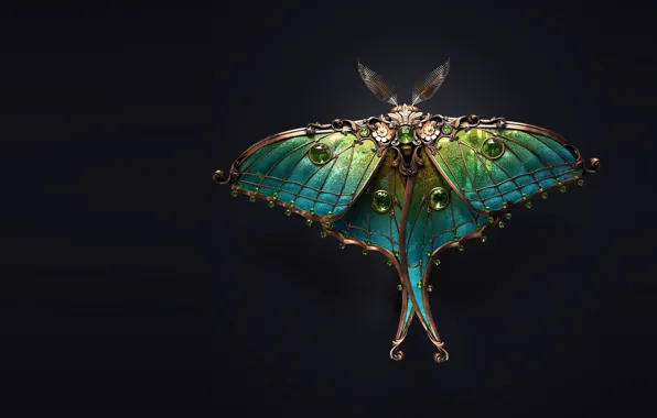 Art, moth, brooch, Sasha Vinogradova, Jewel moth