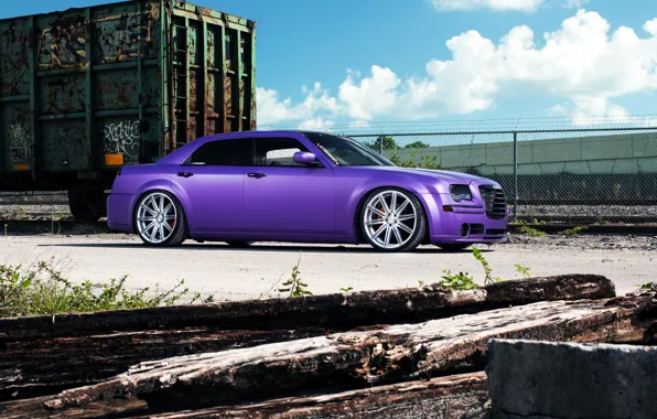 Chrysler, wheels, side, tuning, 300, vossen, purple