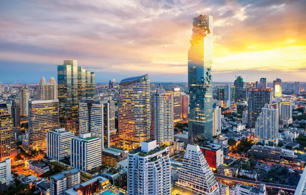 Road, the city, building, morning, Thailand, Thailand, Bangkok