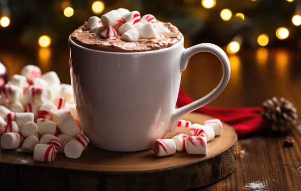 Christmas, candy, mug, Cup, sweets, New year, drink, dessert