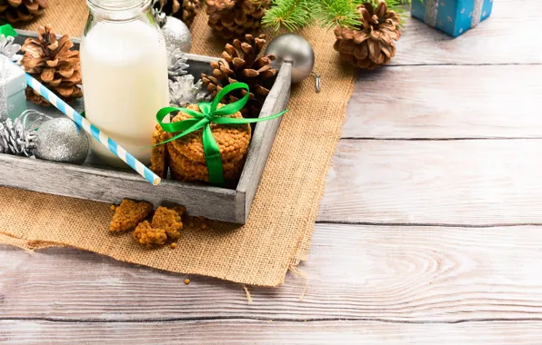 Balls, holiday, Board, bottle, cookies, Christmas, cocktail, New year