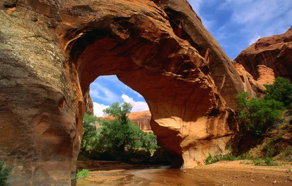 Picture bridge, river, rocks