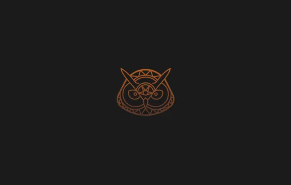 Orange, grey, black, minimalism, Owl, tattoo, minimal, owl