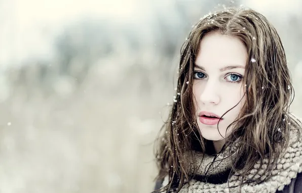 Girl, snow, portrait