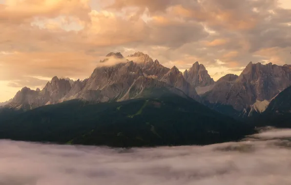 Picture clouds, mountains, fog, Alps