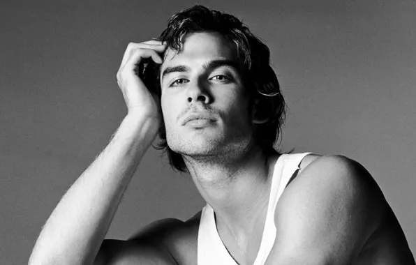 Look, Mike, black and white, the series, guy, actor, the vampire diaries, ian somerhalder