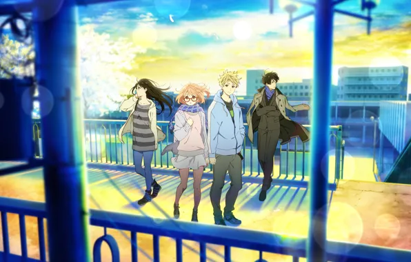 Anime, friends, students, kyoukai no kanata