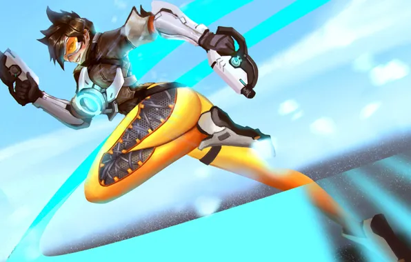 Wallpaper ass, smile, weapons, girls, costume, art, tracer