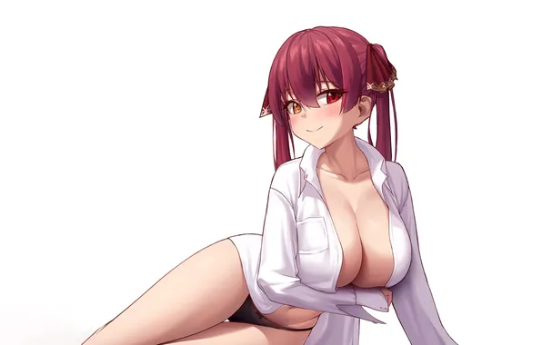 Girl, sexy, lingerie, pantsu, cleavage, panties, red hair, long hair
