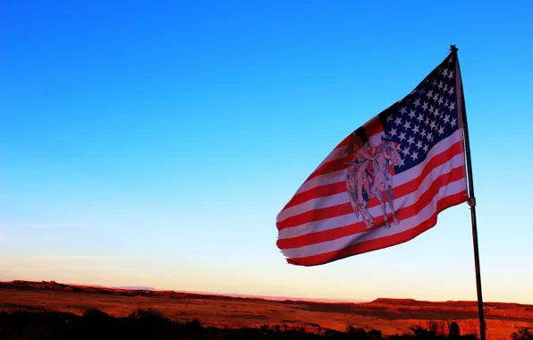 The sky, flag, USA, Indian, native