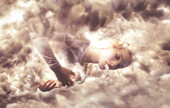 Picture the sky, girl, clouds, style, sleep, fantasy, image, deity