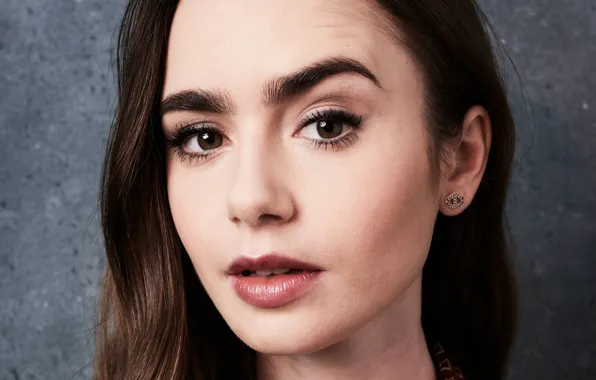 Eyes, look, girl, face, makeup, Lily Collins