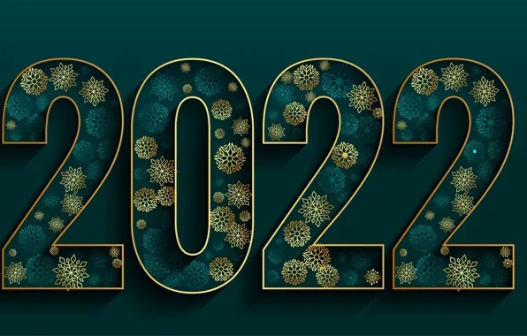 Christmas, figures, New year, green background, 2022