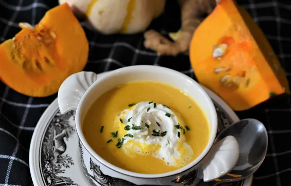 Plate, soup, pumpkin, sauce, pumpkin, soup, pumpkin soup, pumpkin soup